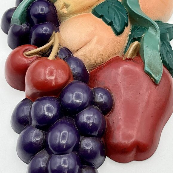 Set 2 VTG 1995 Home Interiors Burwood Mixed Fruit Wall Hanging Decoration 9"x4" - Picture 4 of 8